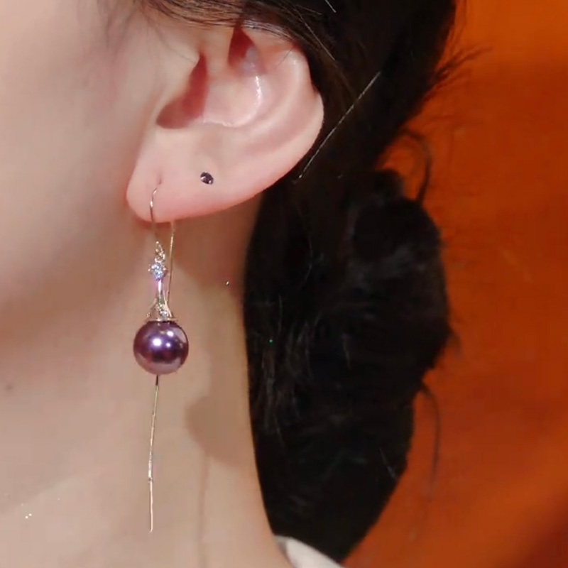 紫羅蘭簡約珍珠耳環