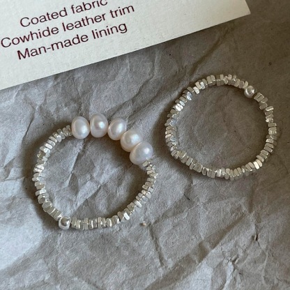 S999純銀碎銀珍珠戒指