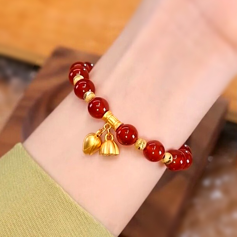 天然紅瑪瑙手錬精緻和田玉手串