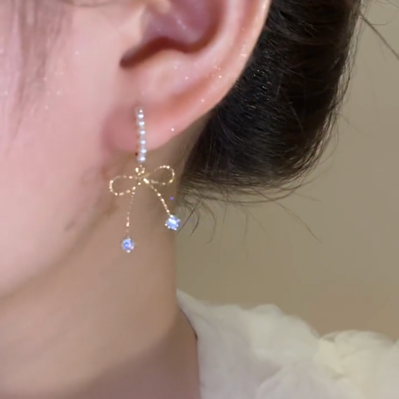 簡約甜美氣質蝴蝶結耳環