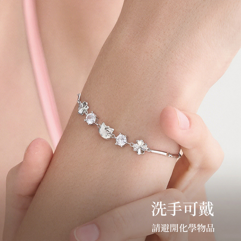 三麗鷗Hellokitty純銀四葉草手錬生日禮物