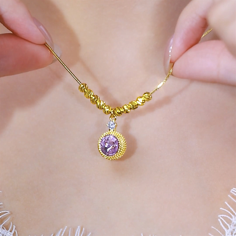 紫色圈圈轉運珠項錬