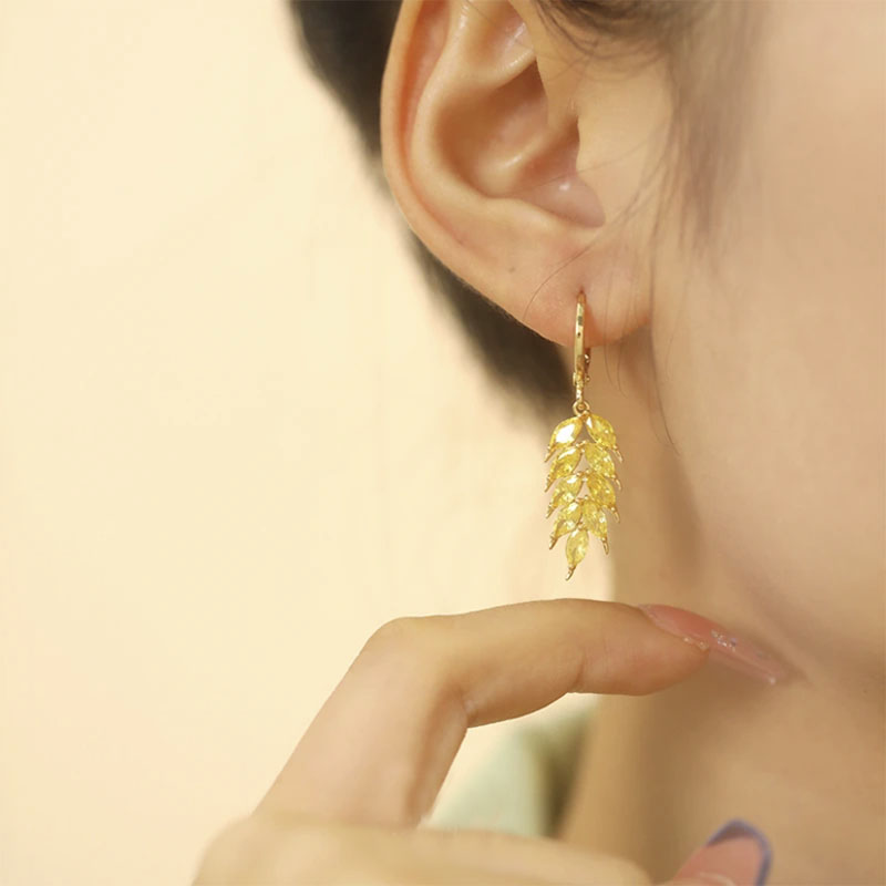 金色麥穗輕奢耳環