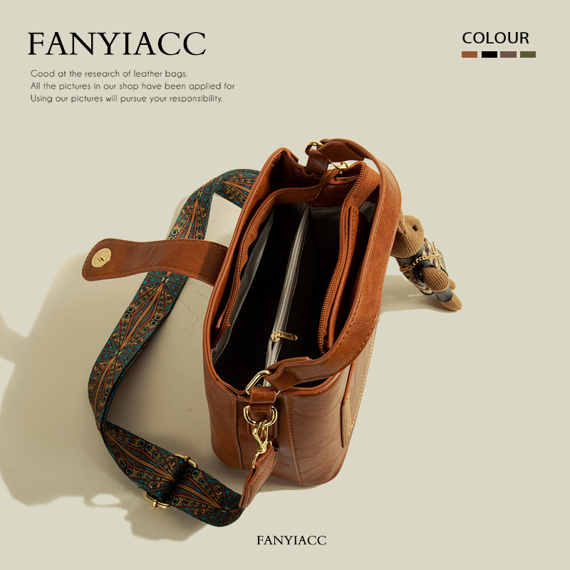 復古質感斜肩時尚水桶包