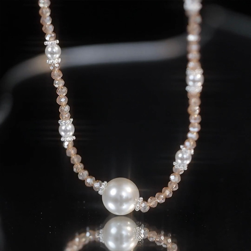 香檳色水晶珍珠項錬 -FANYIACC