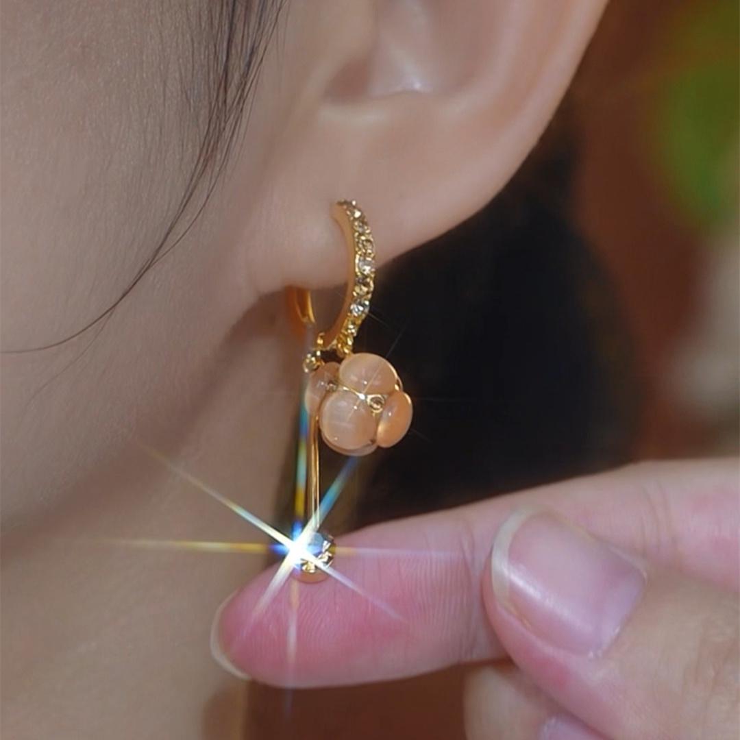 香檳金色貓眼石流蘇耳環