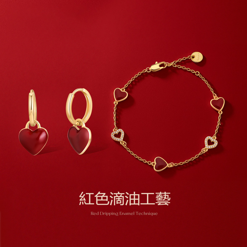 心動時刻 | 紅色愛心鎖骨錬毛衣錬氣質項錬