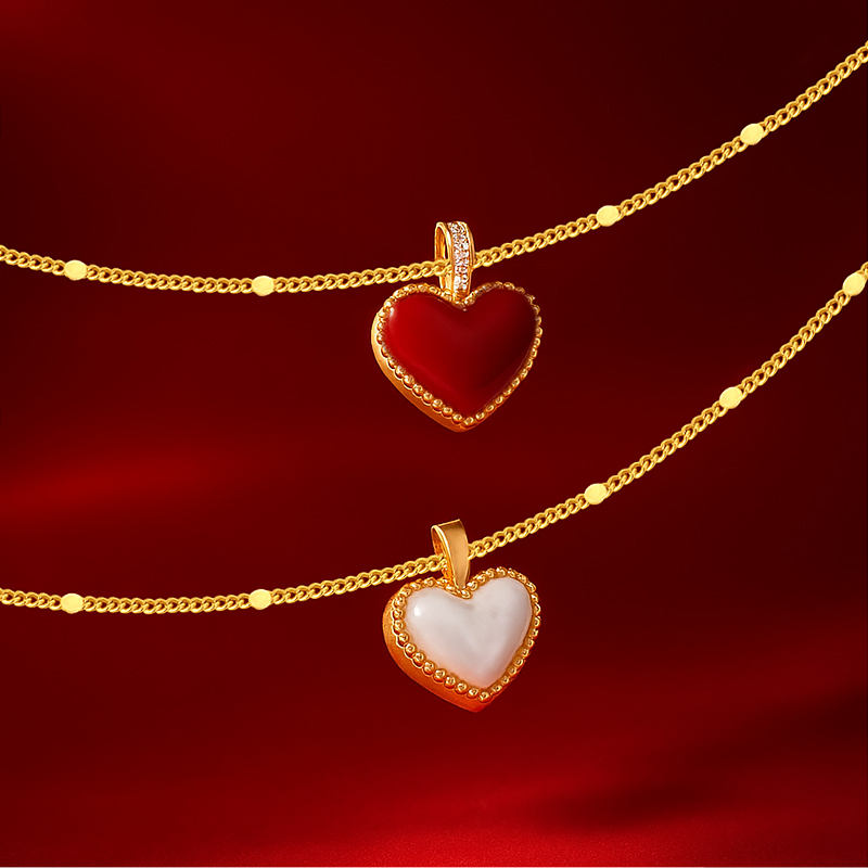 心動時刻 | 紅色愛心氣質鎖骨錬雙面設計項錬