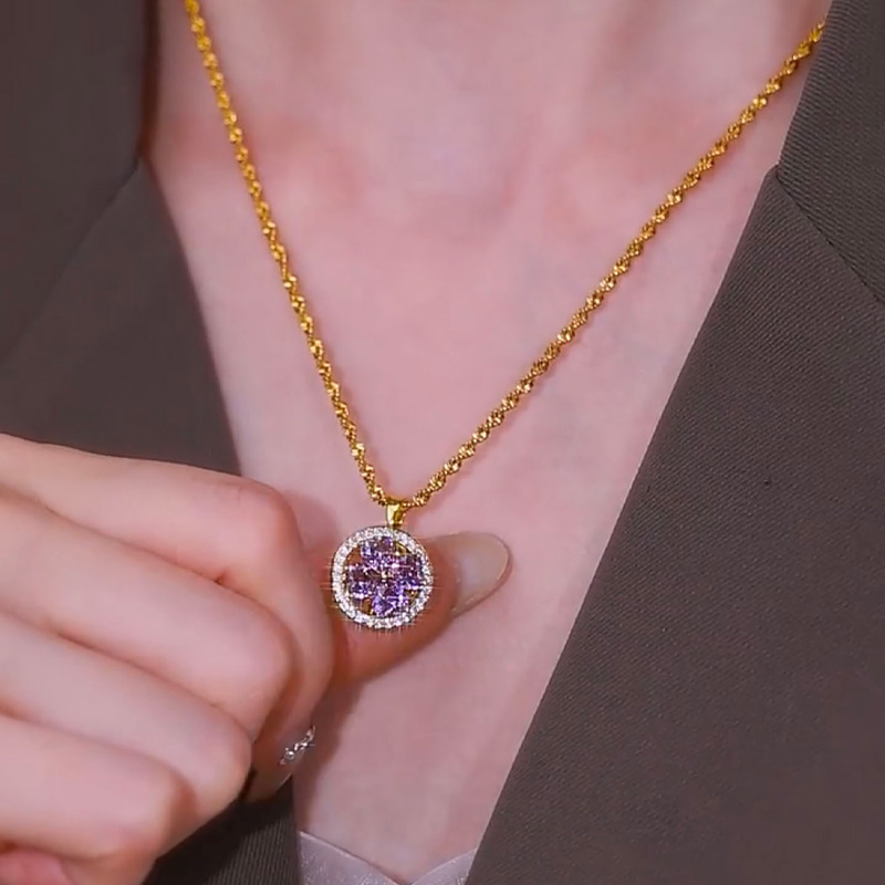 紫色水晶鋯石圈圈項錬