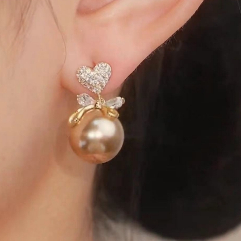 愛心珍珠蝴蝶結人魚姬珍珠耳環