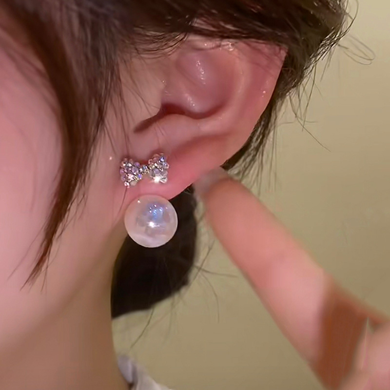 蝴蝶結人魚姬珍珠耳環