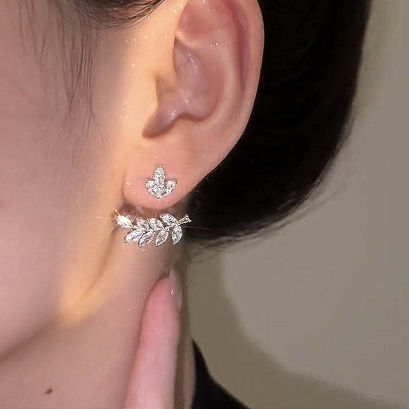 時尚小花麥穗鋯石耳環