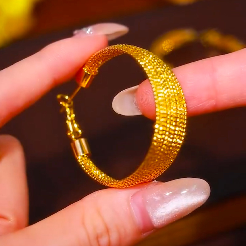 金絲網狀圈圈耳環  