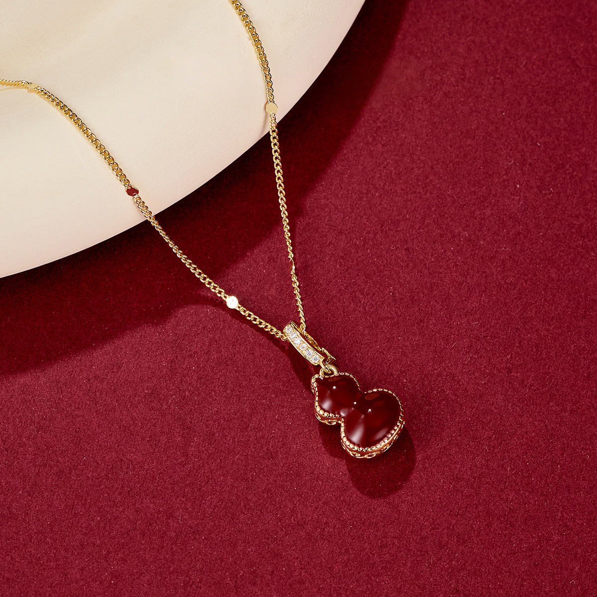 雙面葫蘆鎖骨錬紅色毛衣錬