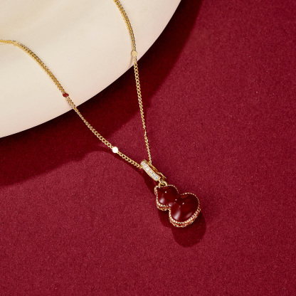 雙面葫蘆鎖骨錬紅色毛衣錬