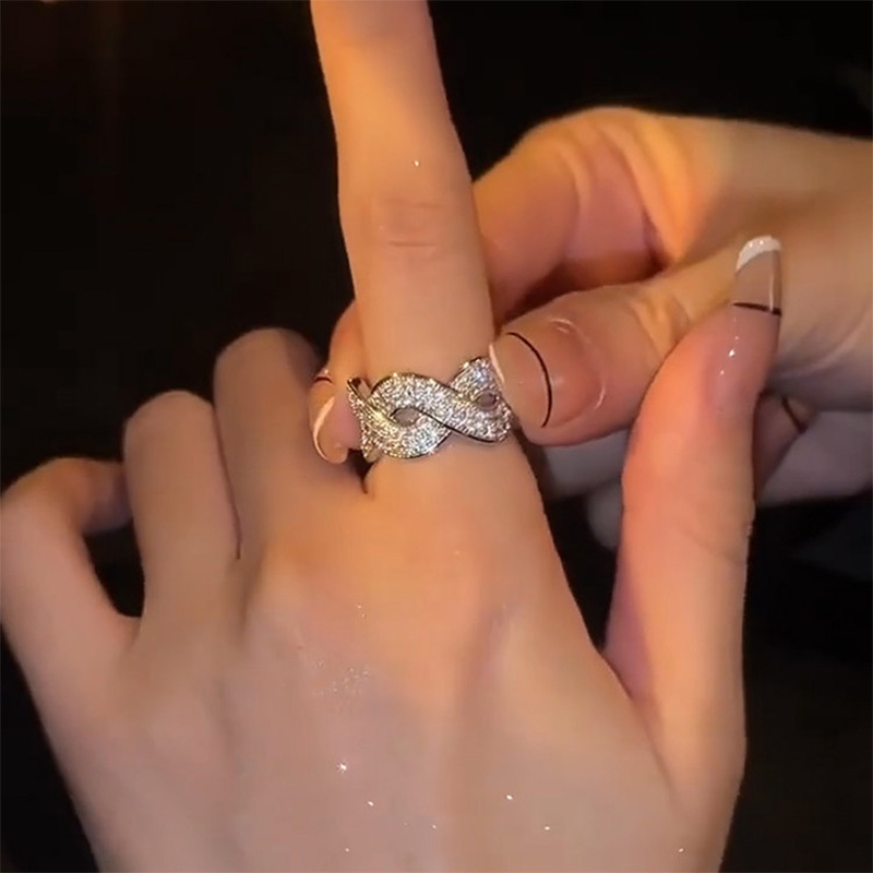 韓系名媛風交叉個性戒指           