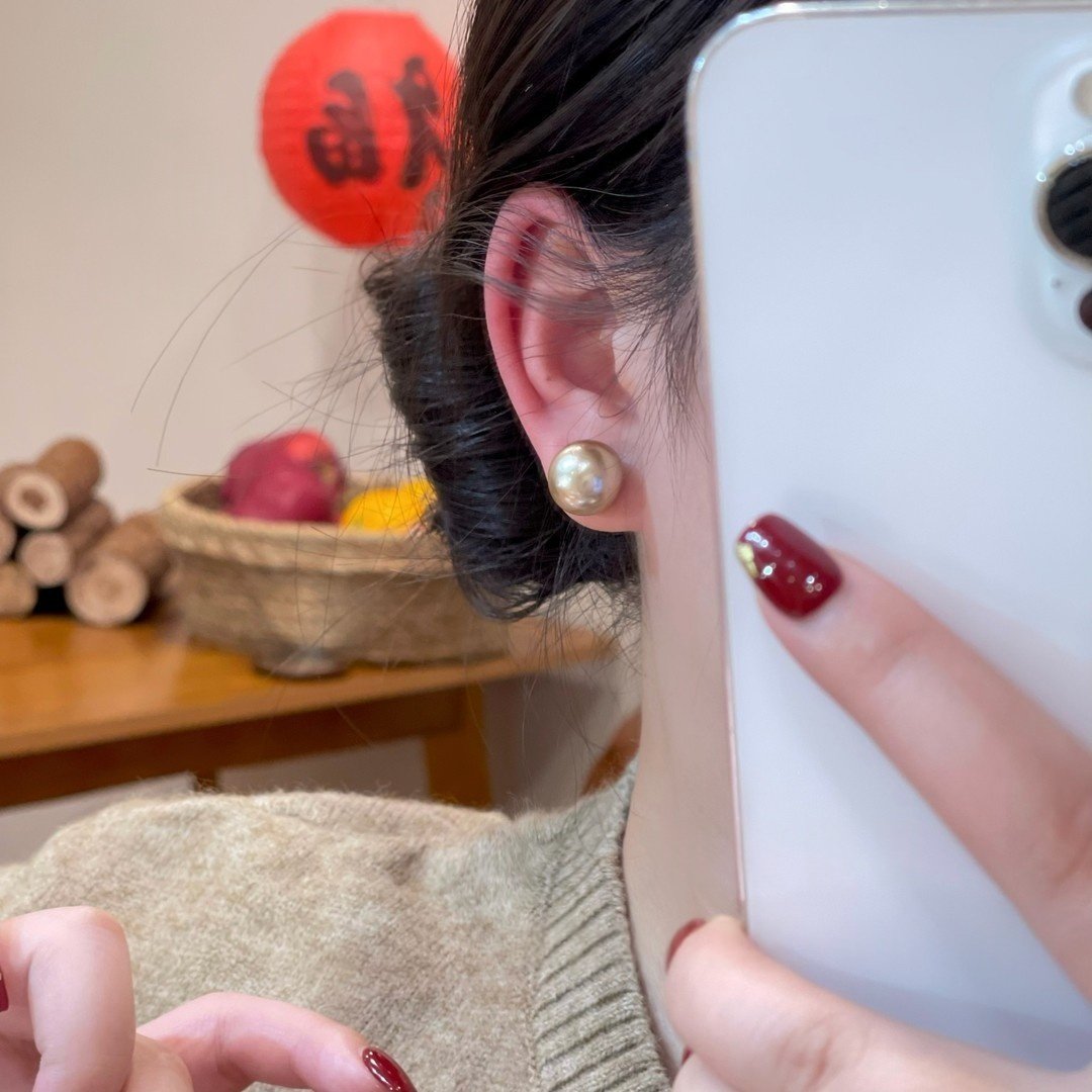 安克拉紅四葉草珍珠耳環