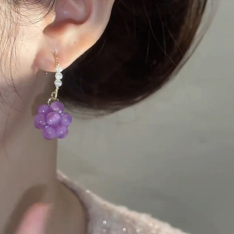 可愛水晶葡萄耳環