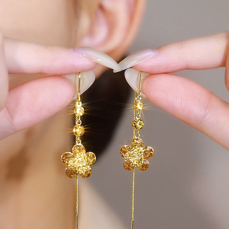輕奢時尚花朵流蘇耳環