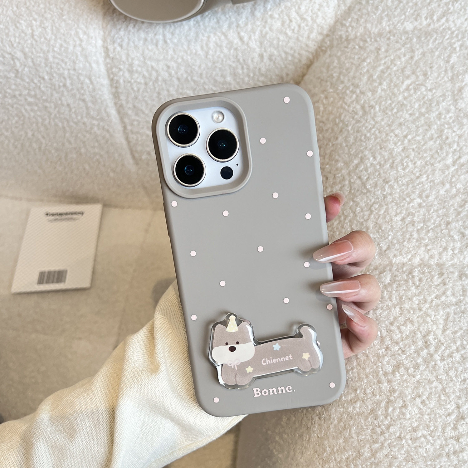 可愛卡通小貓小狗支架蘋果保護殼