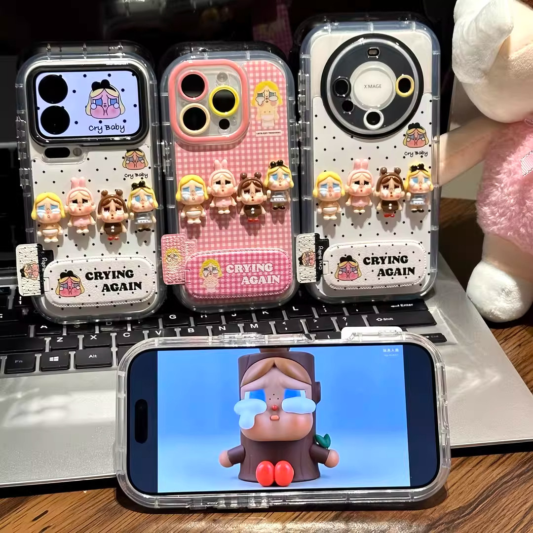 卡通立體哭娃圖案手機保護殼