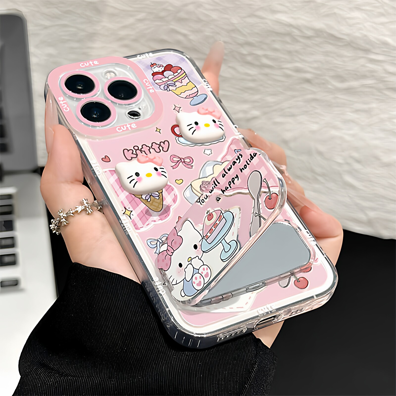 可愛少女粉Hellokitty/蝴蝶iphone保護殼