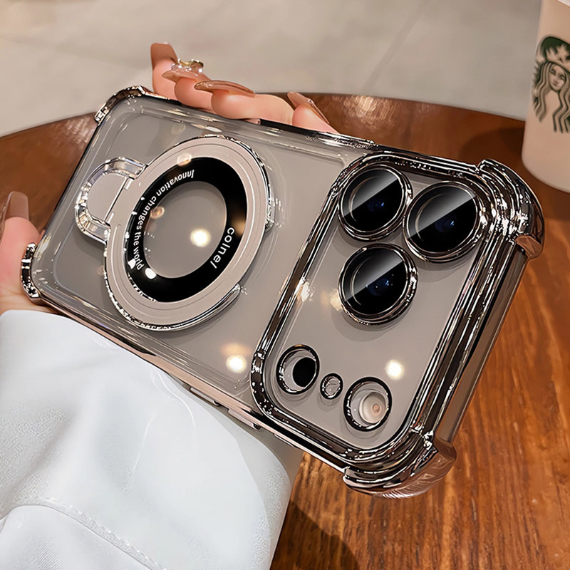 純色全包氣囊Magsafe帶支架Phone保護殼