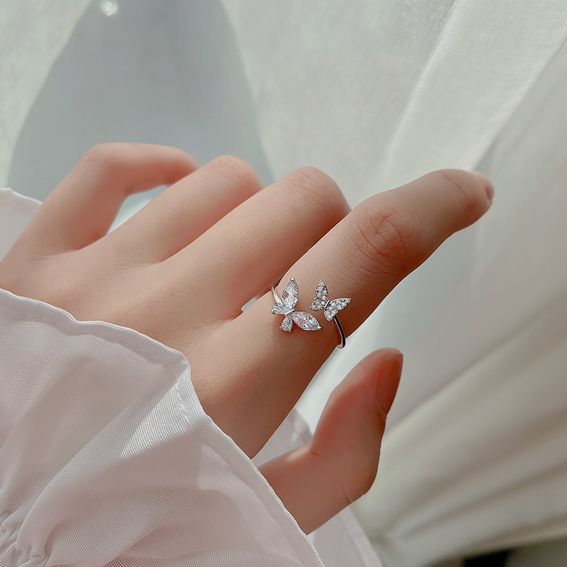 蝴蝶開口戒指-S925純銀/防水防過敏