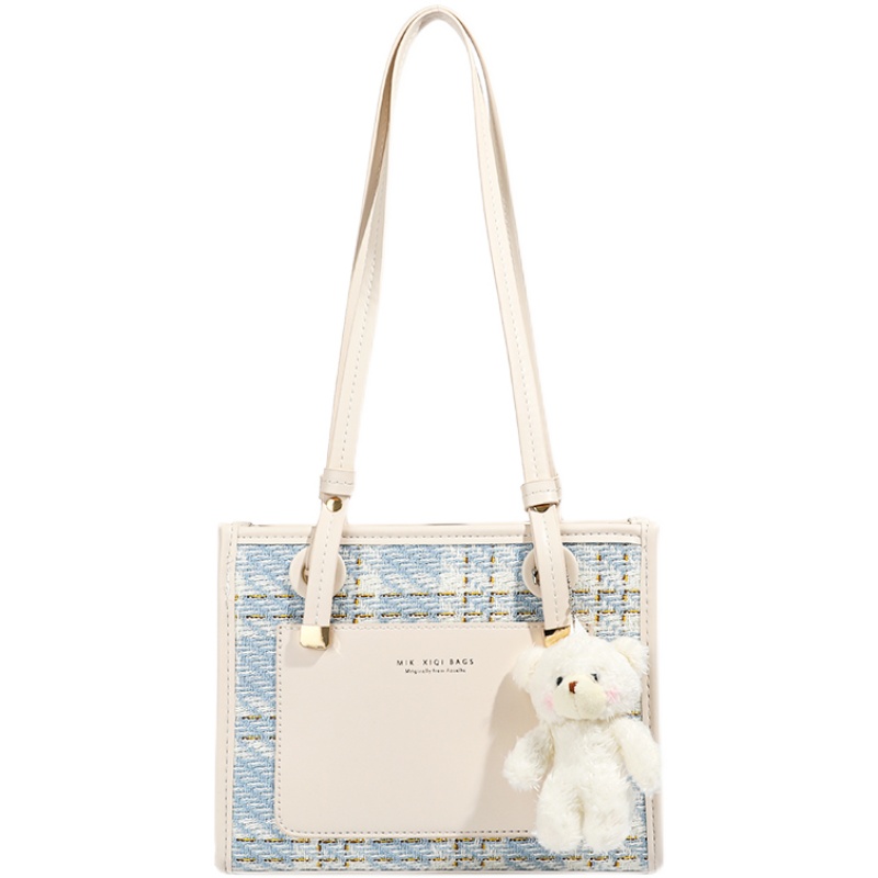 百搭拼色水桶包 托特包