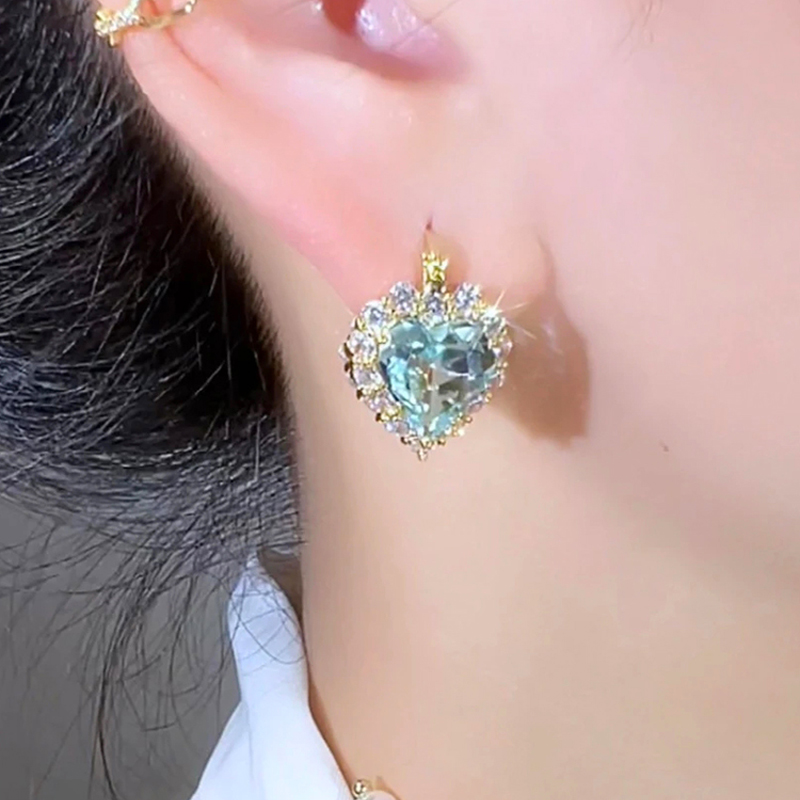 愛心滿鑽水晶耳環