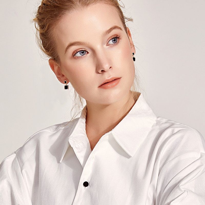 簡約方形氣質•夾式耳環