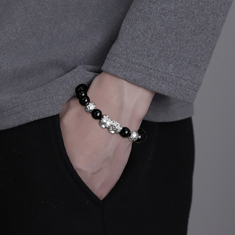 S999足銀貔貅手錬黑曜石手串
