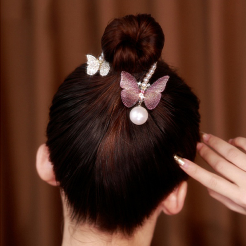 珍珠蝴蝶盤發神器髮夾