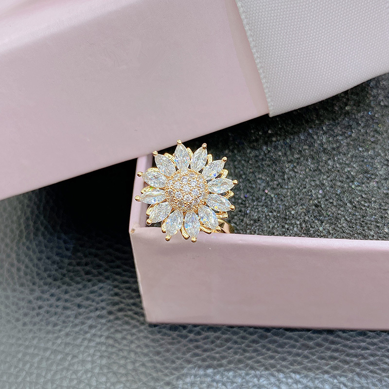 可旋轉太陽花戒指開口戒