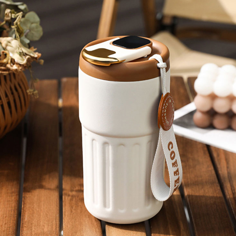 全新316不鏽鋼智能溫顯咖啡保溫杯