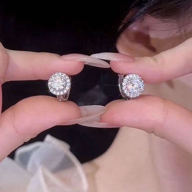 爆閃滿鑽圓形耳環