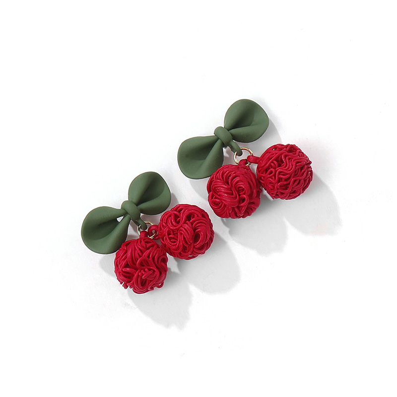 紅色櫻桃蝴蝶結耳環