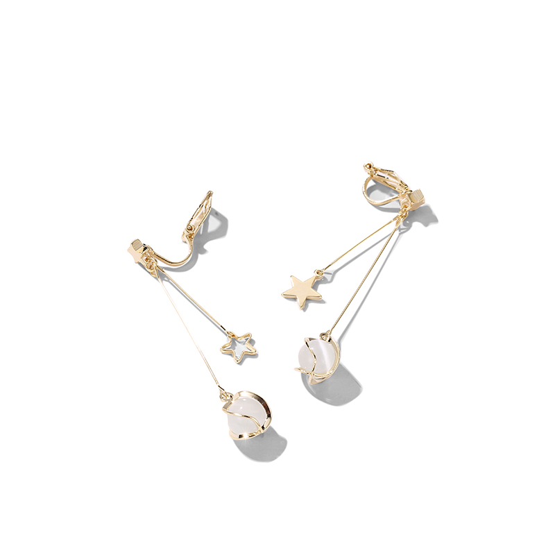 貓眼石耳環 耳夾無耳洞耳環