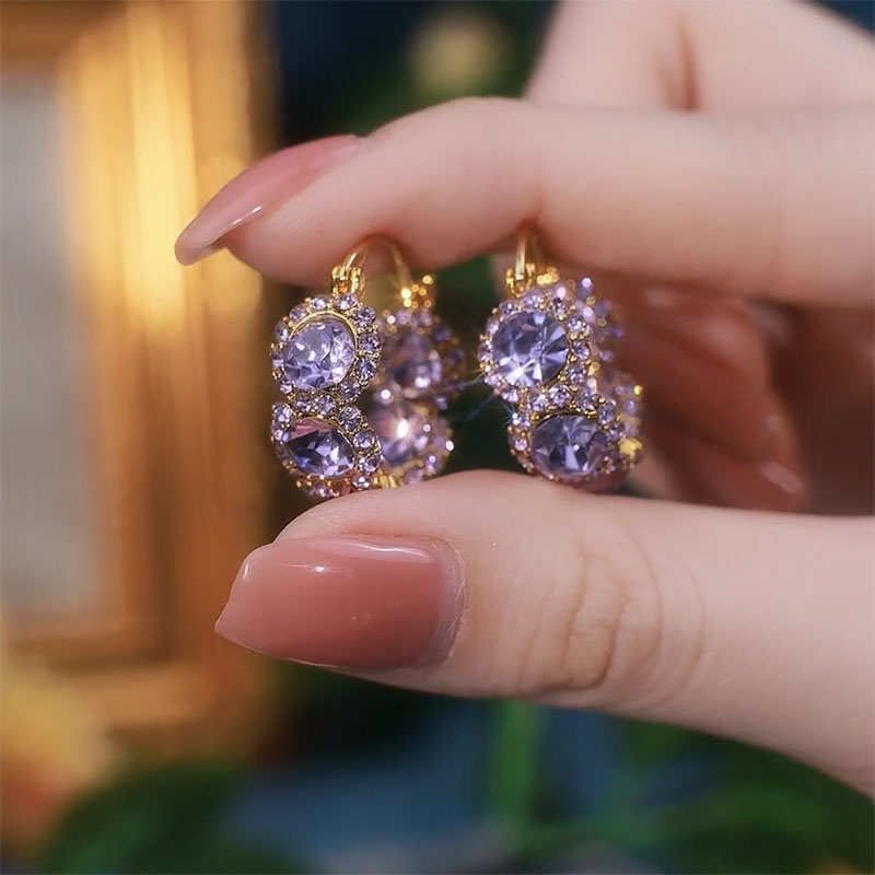 紫色鋯石圈圈耳環