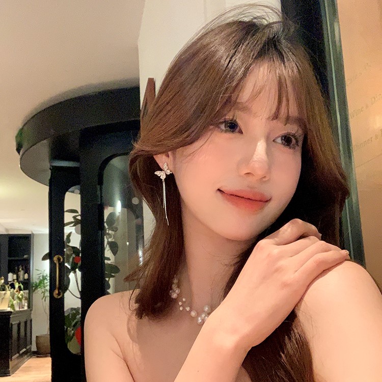 不規則氣質蝴蝶 流蘇耳環