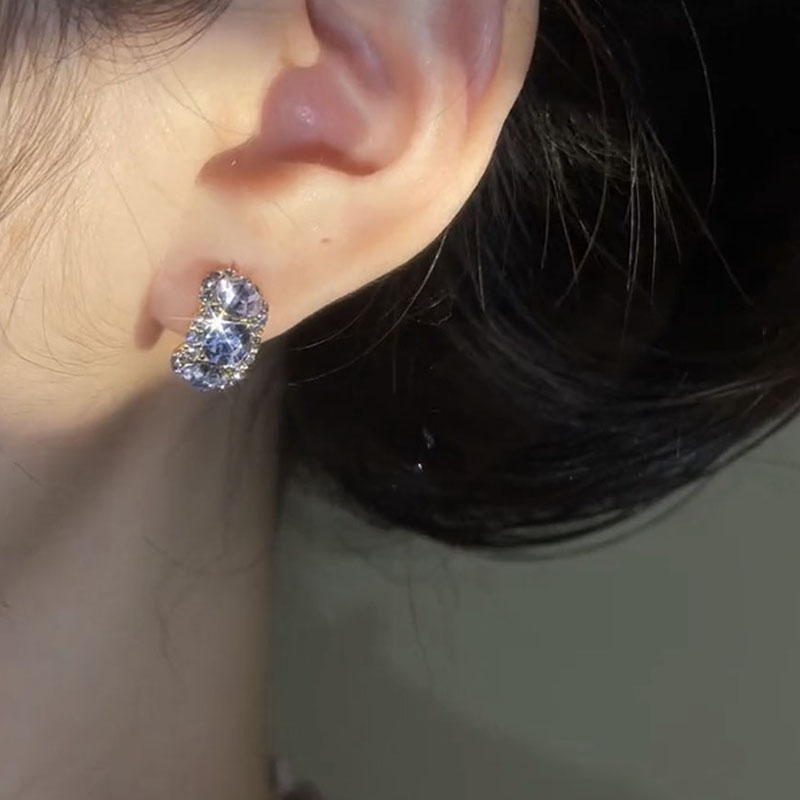 紫色閃鑽輕奢鋯石耳環