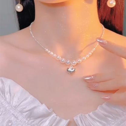 碎銀子愛心珍珠項錬