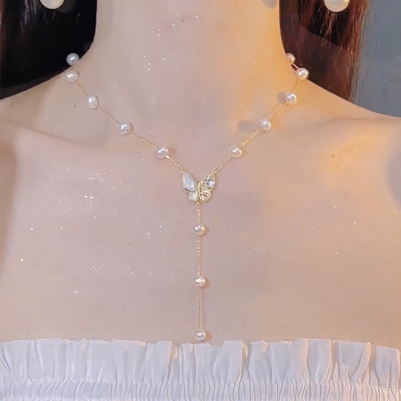 超仙蝴蝶珍珠流蘇項錬  