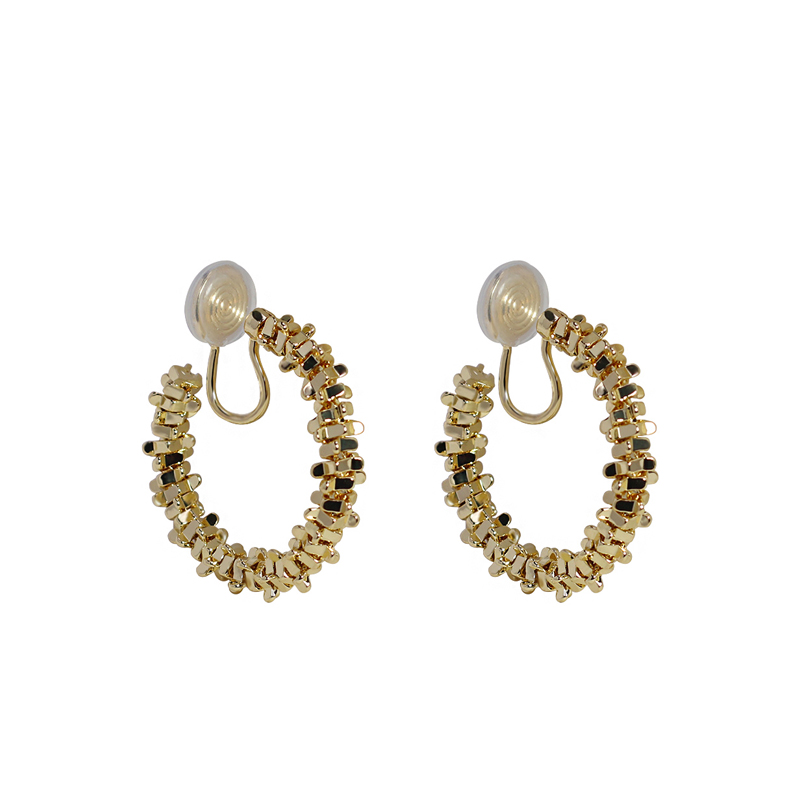 碎銀子多邊形耳圈夾式耳環