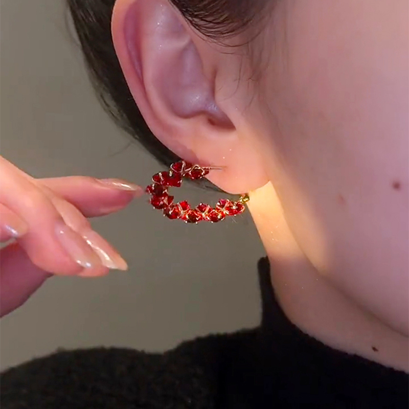紅色水晶圈圈耳環