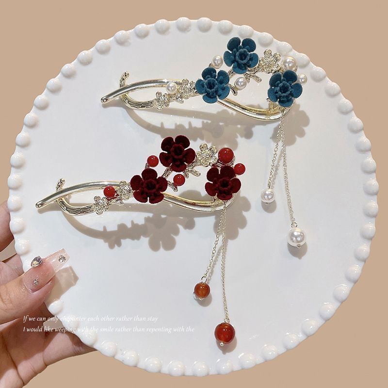 古風梅花則珍珠抓夾髮飾