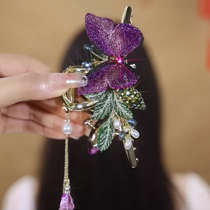 紫色蝴蝶精緻髮夾 hair accessories供超齊全的髮飾類型選擇髮箍髮夾髮飾f髮圈