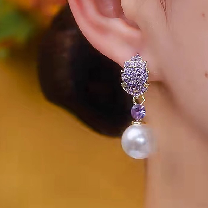 紫色珍珠氣質耳環