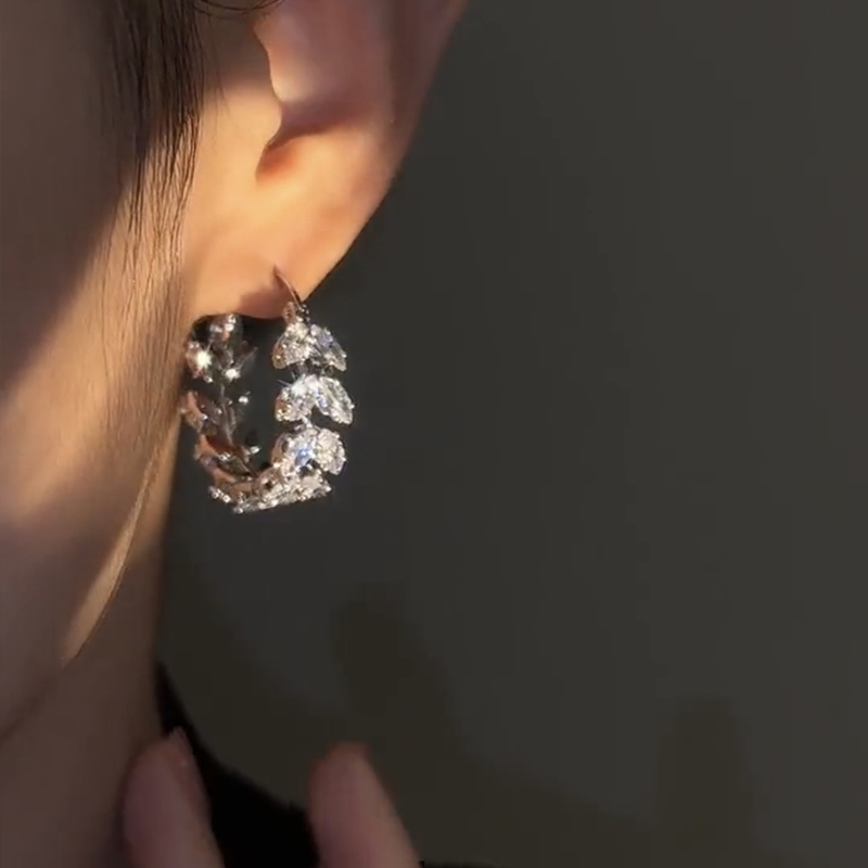 超閃鋯石麥穗耳圈耳環   