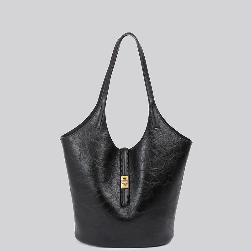 【沫緹甄選】秋冬新款大容量PU皮手抓紋水桶包高級感腋下通勤包時尚復古包